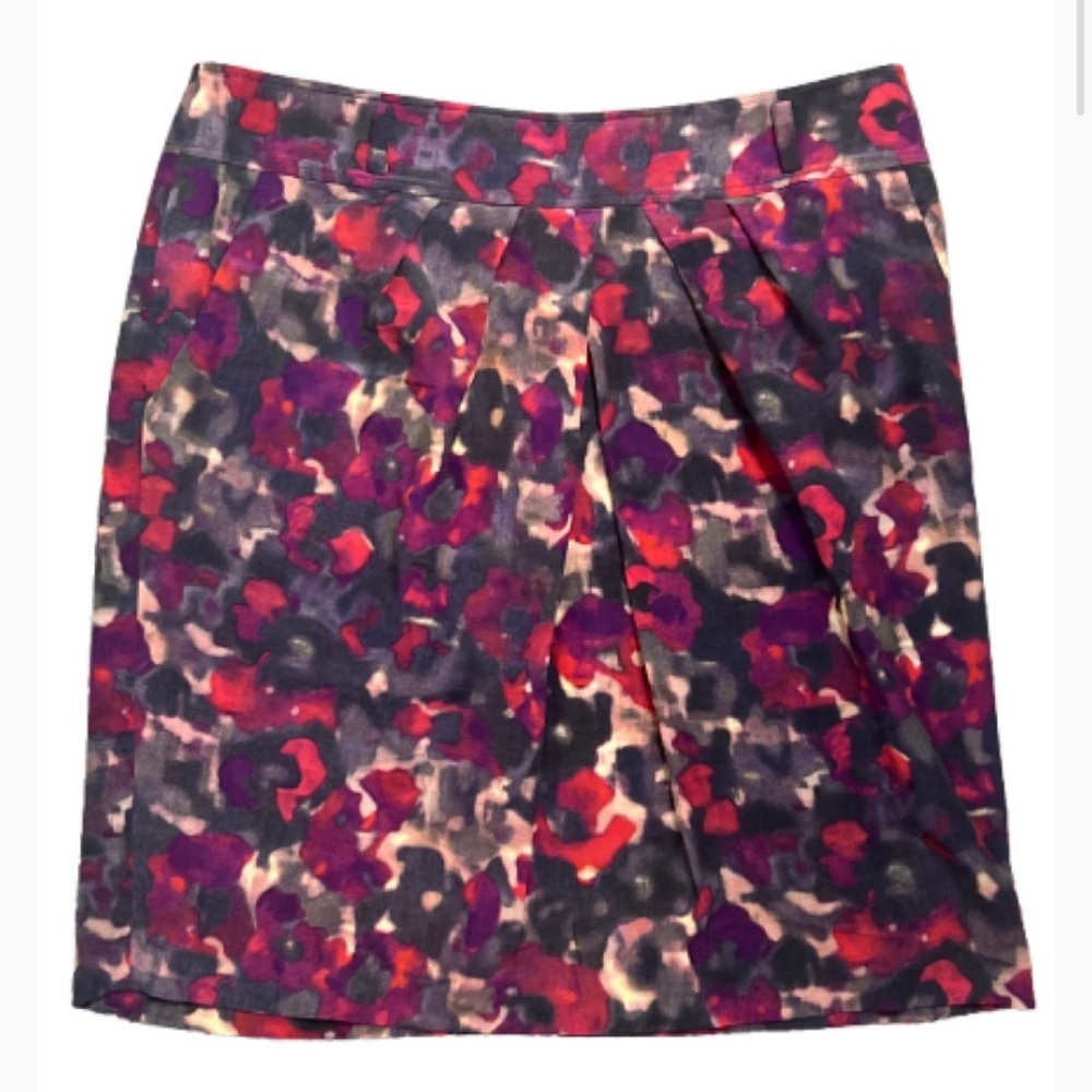 JONES NEW YORK MIDI FLORAL SKIRT PINK‎ GRAY POCKETS PLUS SIZE 16